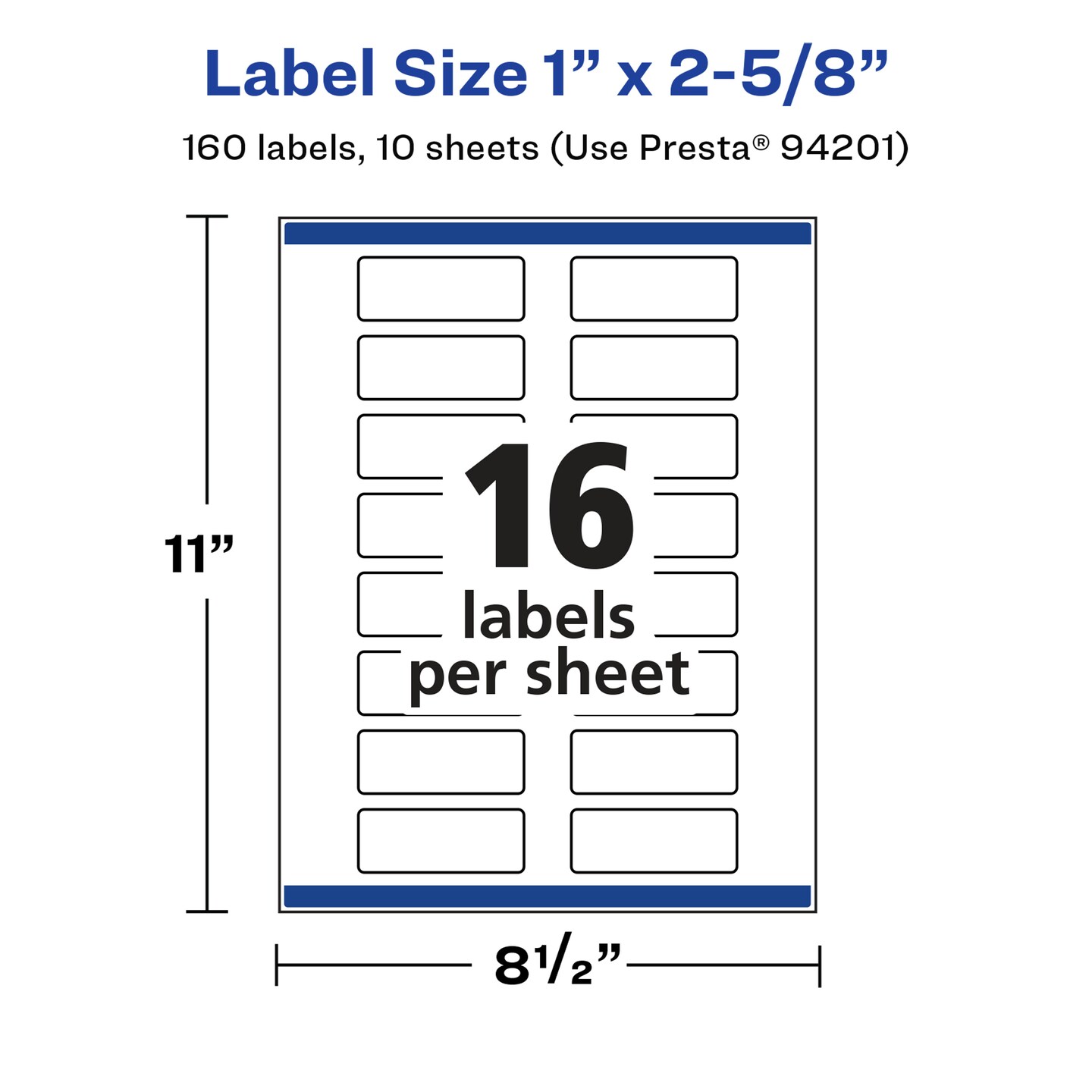 Avery Glossy White Rectangle Labels with Sure Feed, 1" x 2-5/8"