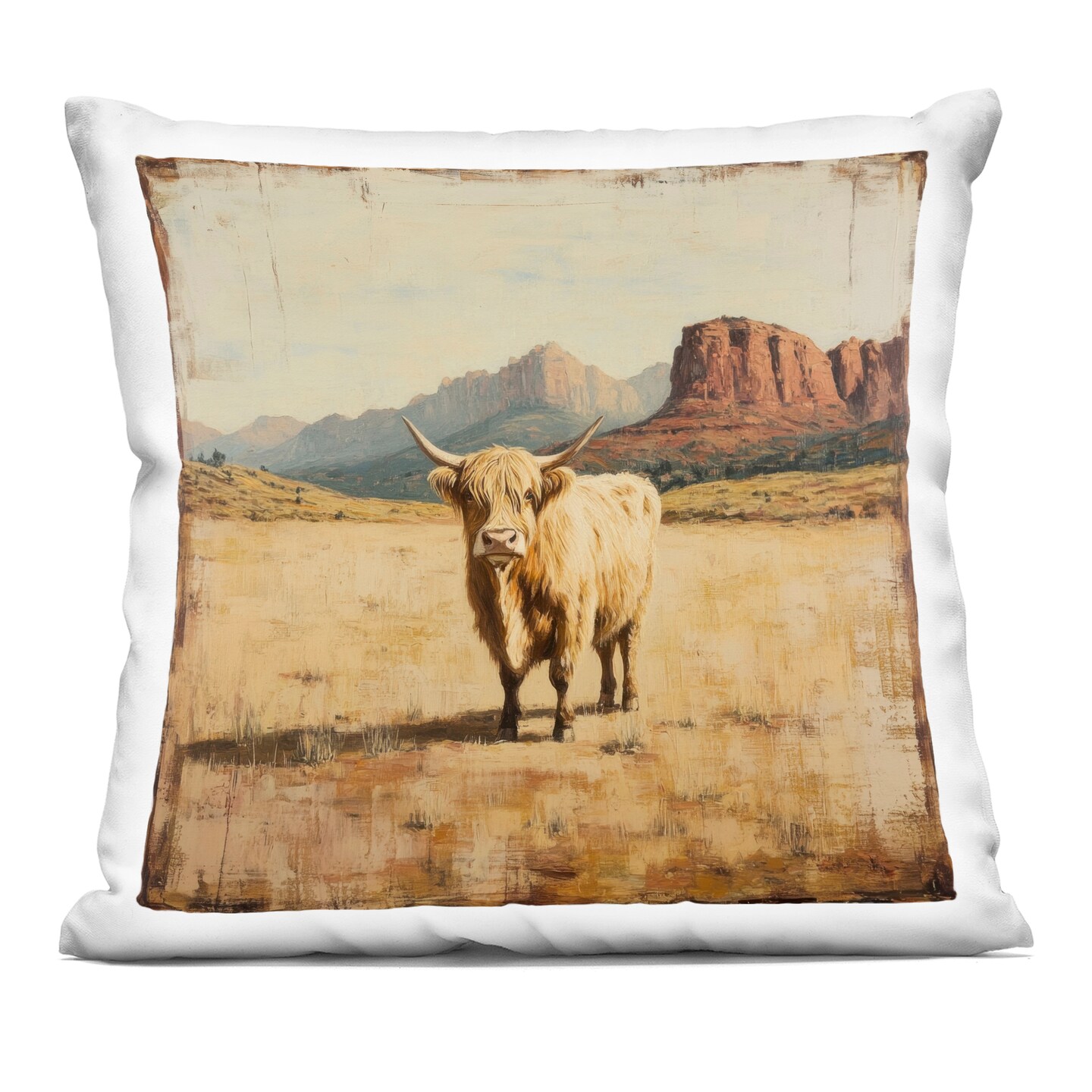 Stupell Industries Desert Cow Portrait Indoor Pillow, 18 x 7 x 18