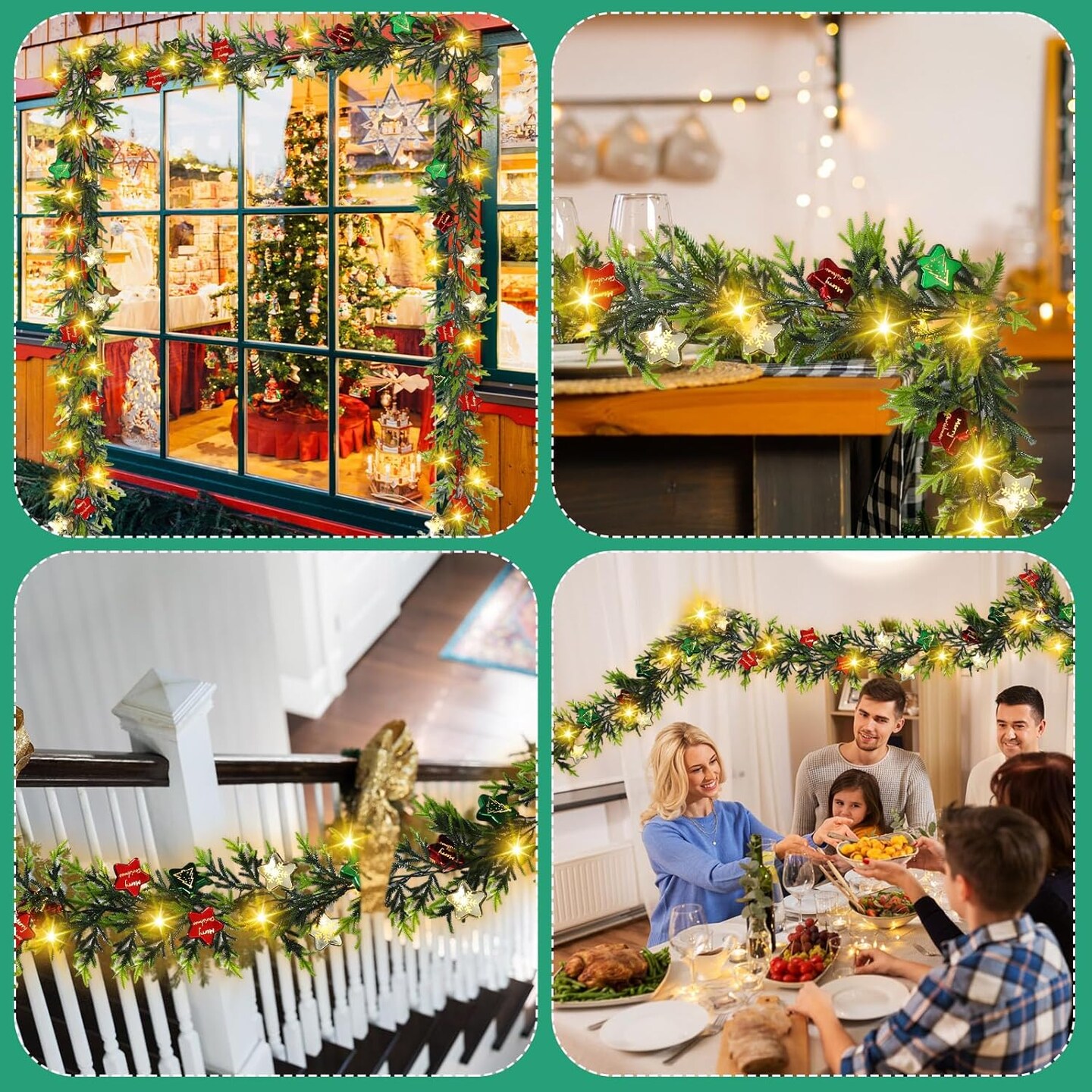 2 Pcs Prelit Christmas Garland