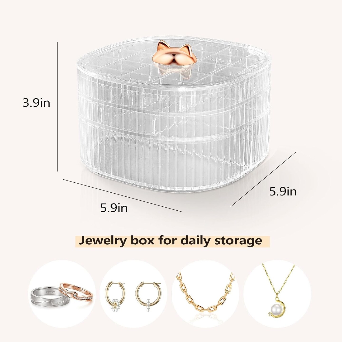 Earring Organizer,Stackable 3-Layers Clear Jewelry Box with Lid,Stud Earring Organizer for Women Girls,Earring Box Display Holder for Earrings Ring Studs Bracelet Necklace Crafts (Clear)