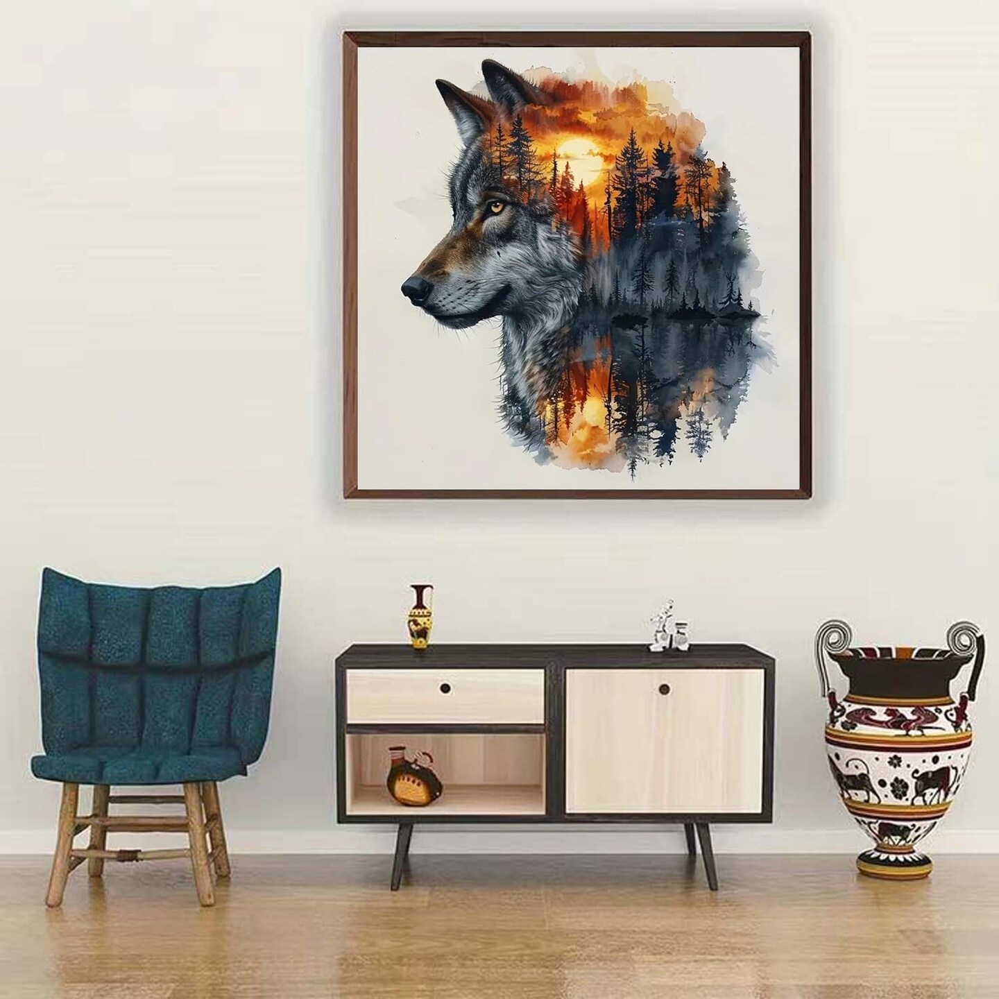 Wolf 5D Diamond Painting Kits for Adults,Animal Forest Wolf Diamond Art Kits for Beginners,DIY Full Drill Paint by Diamonds with Painting Kit for Crafts Adults Home Wall Decor 12 X 12inch