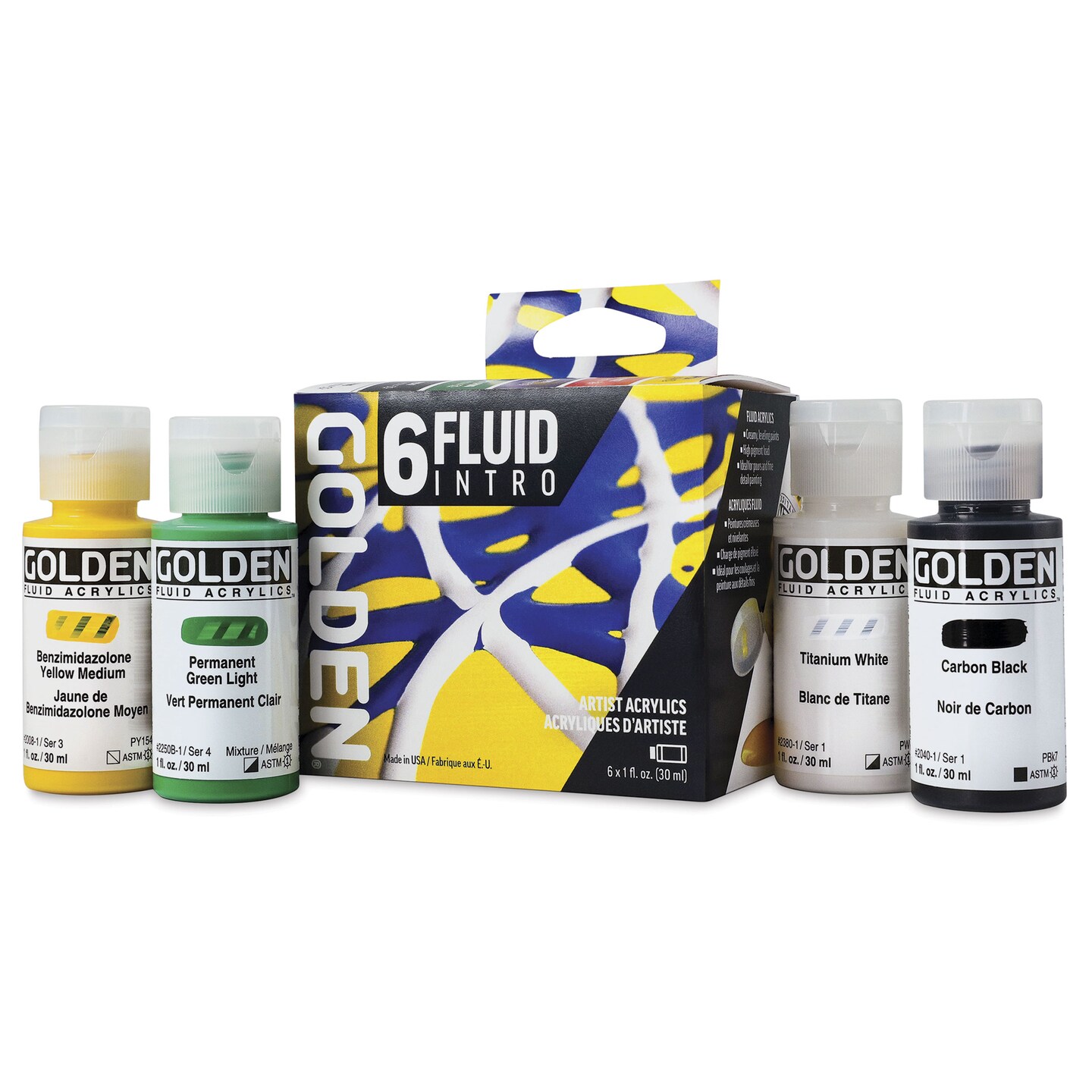 Golden Fluid Acrylics - Intro Colors, Set of 6, 30 ml