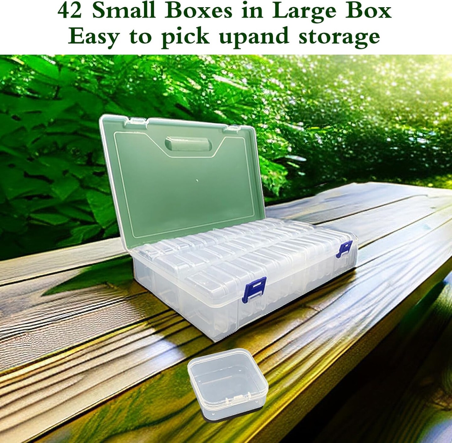 43-Slot Clear Plastic Jewelry Bead Organizer Box with Hinged Lids - Portable Craft Storage Container for Jewelry Making, DIY Crafts, Nail Art &#x26; Small Parts