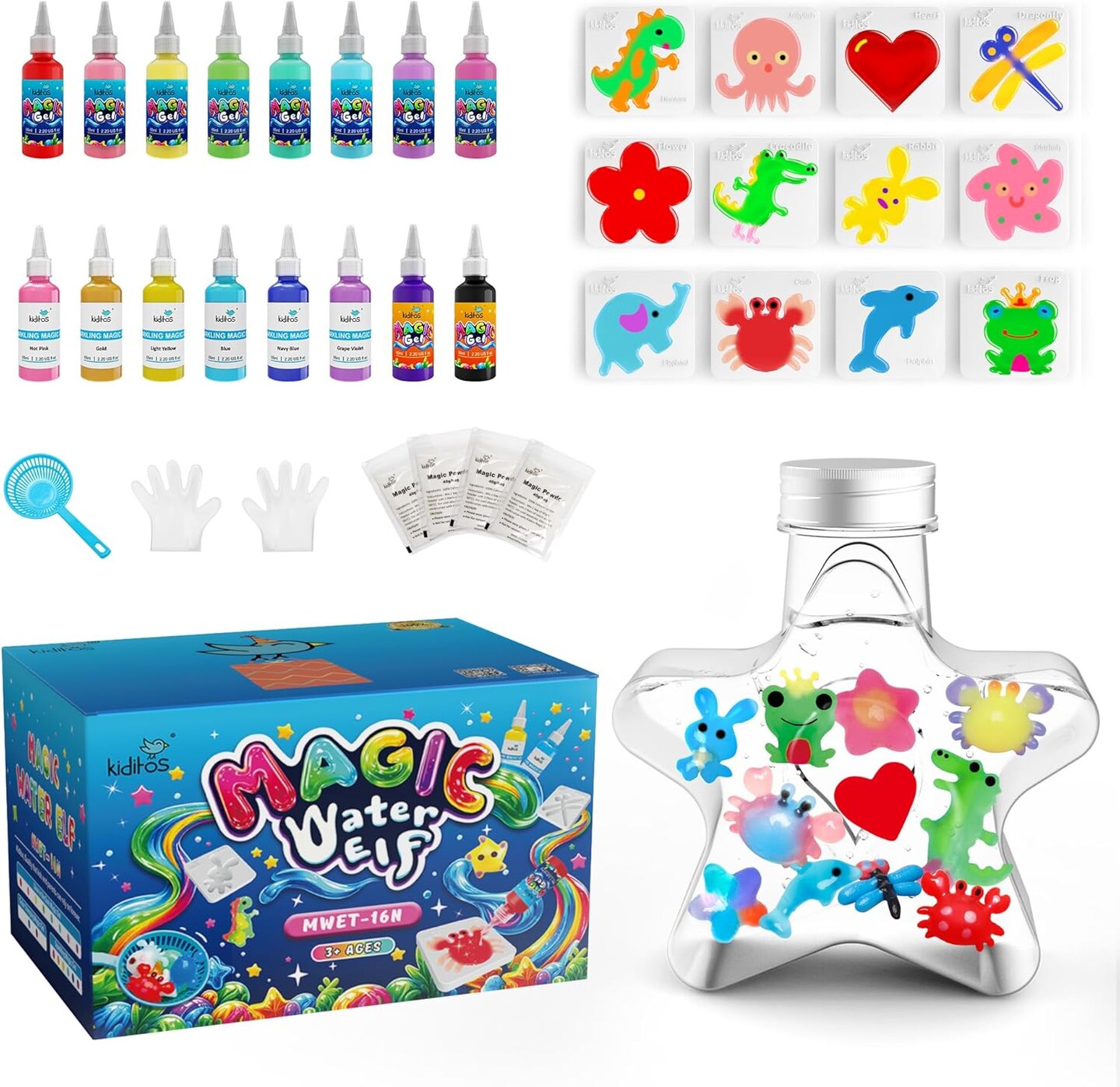 Magic Water Elf Toy Kit, Aqua Fairy Water Gel Kit-16 Magic Gels