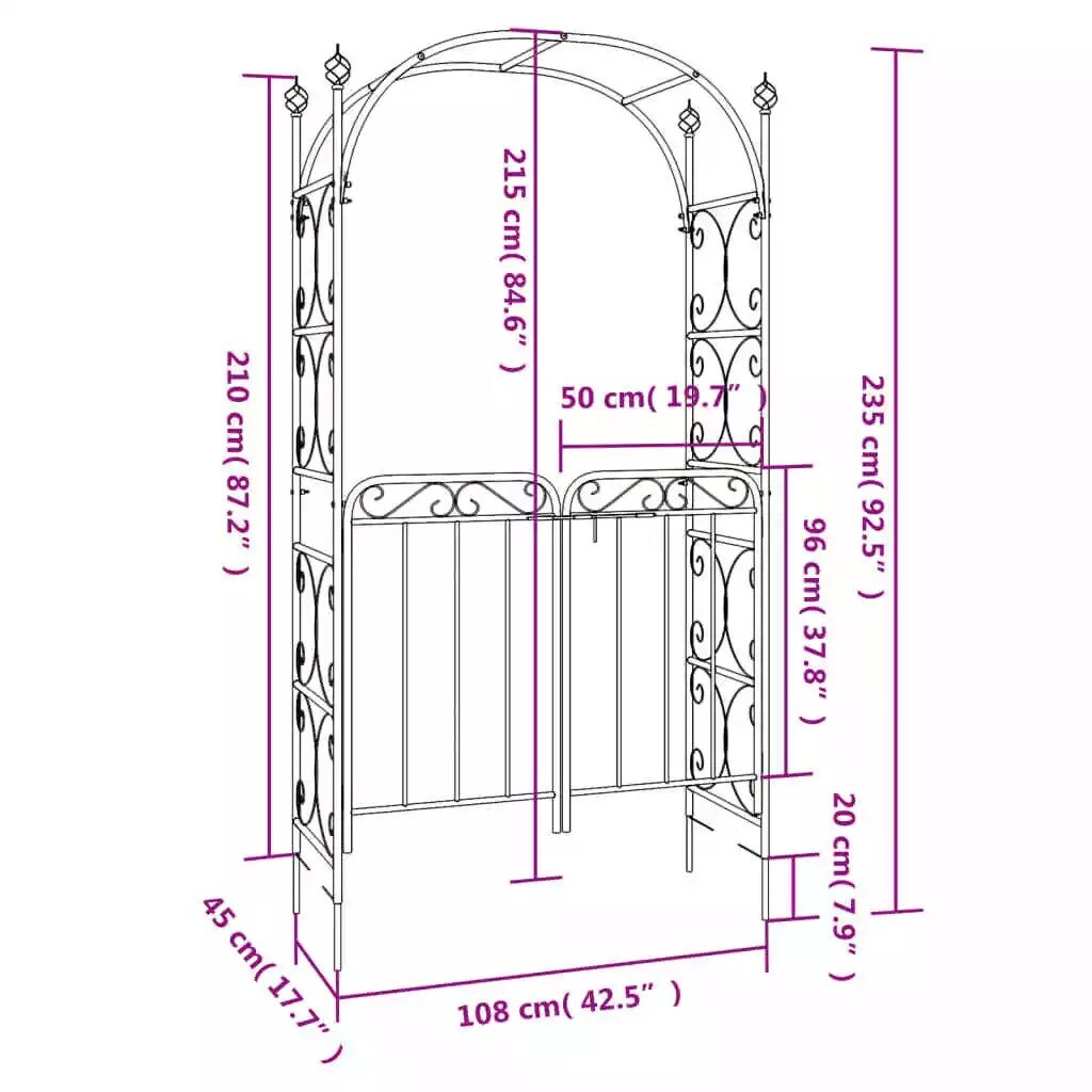 Curved Wrought Iron Garden Arch Fence Trellis