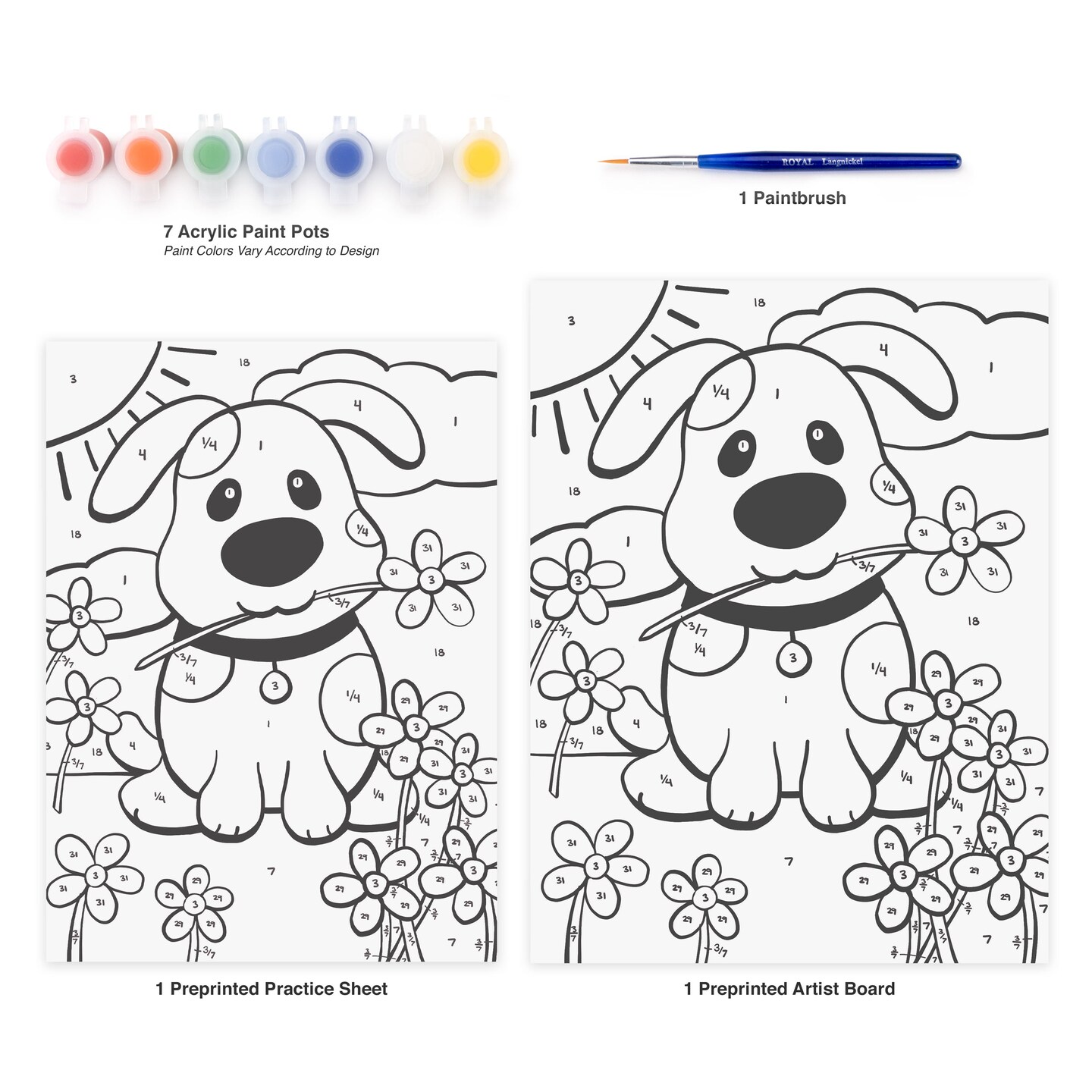 MFP22 | Painting by numbers&#x2122; Children&#x27;s 10pc 8.75&#x22; x 11.75&#x22; Puppy Painting Project
