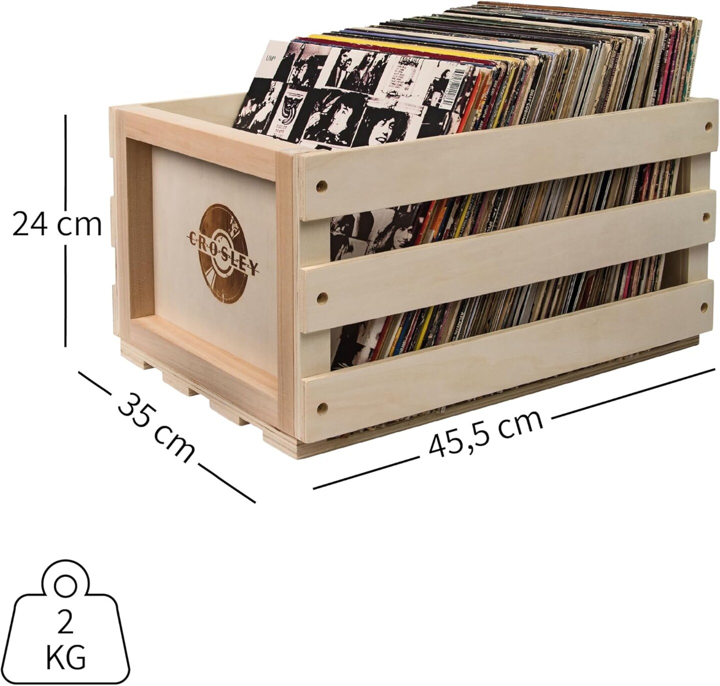 Record Storage Crate Holds up to 75 Albums