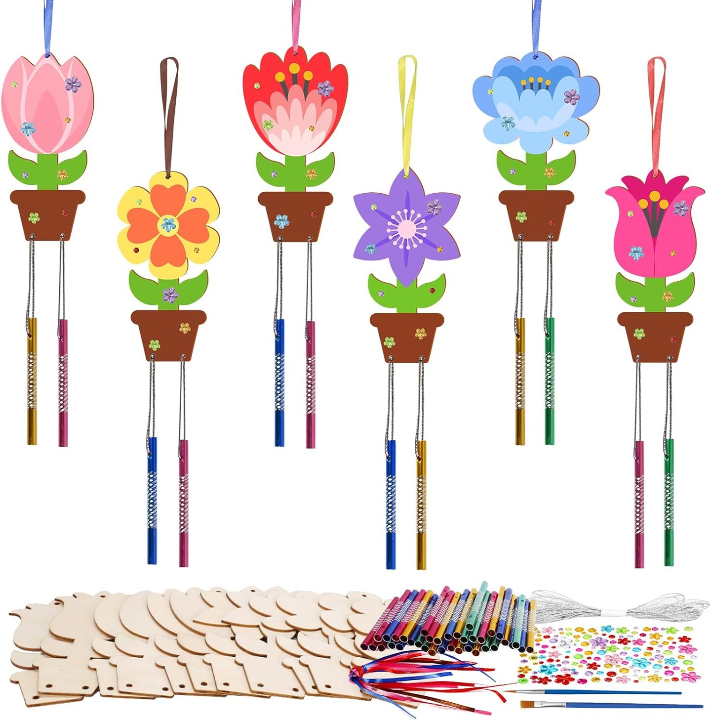 12 Pack Flower Wind Chime Craft for Kids