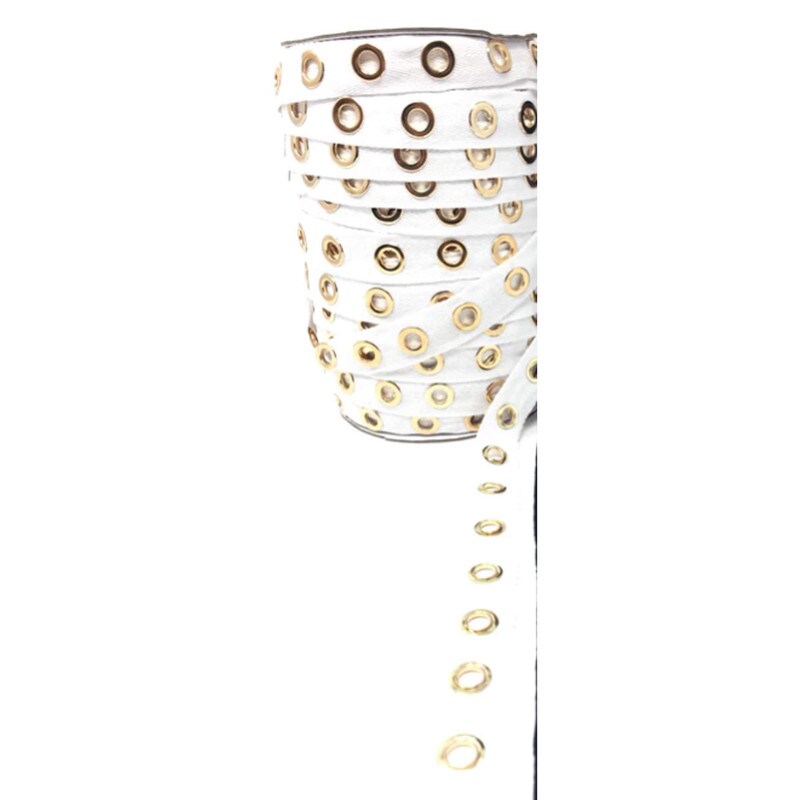Eyelet Gold Plated Cotton Twill Tape Black or White Sold By the Yard