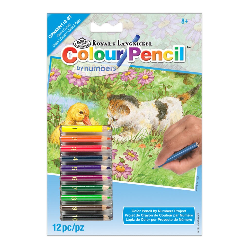 CPNMIN-113 | Colour Pencil by numbers™ 12pc 5" x 7" Kitten & Duckling Project