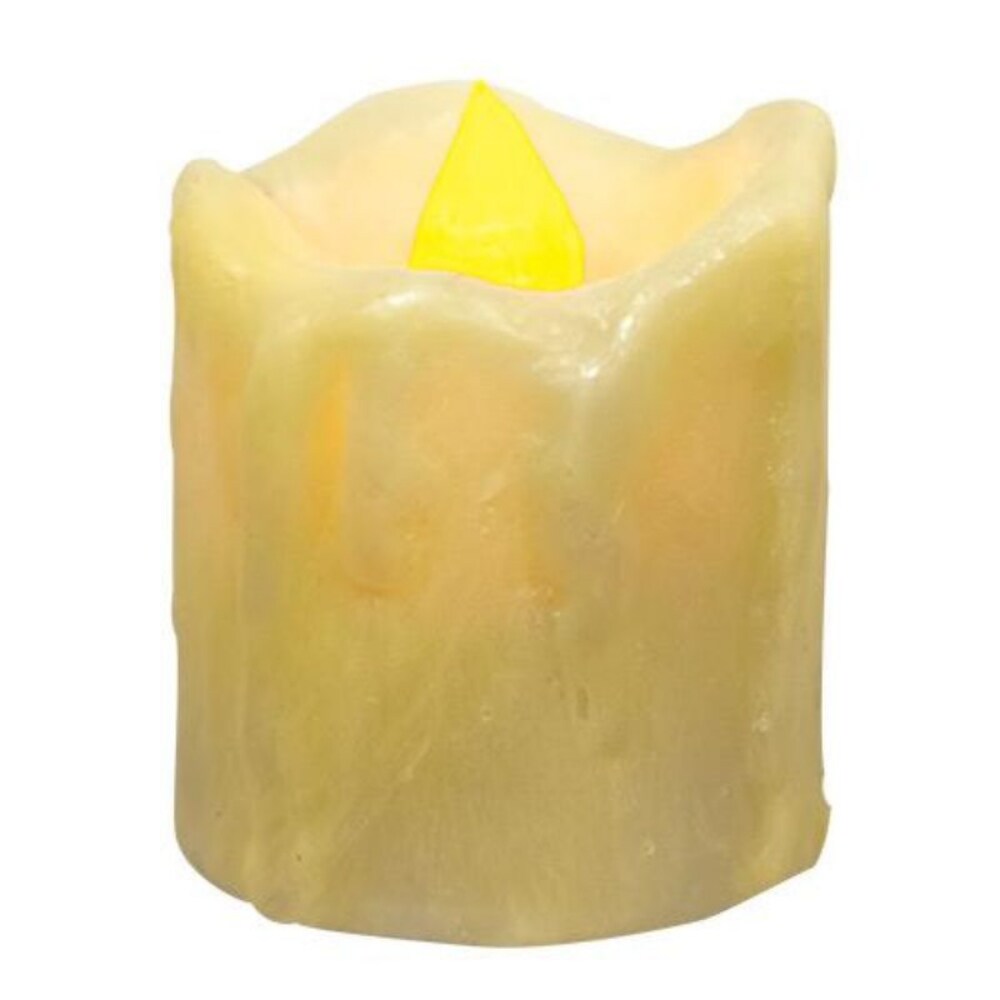 Ivory Mini Dripped Flame less Votive Candle with Timer &#x2013; Safe, Compact &#x26; Mess