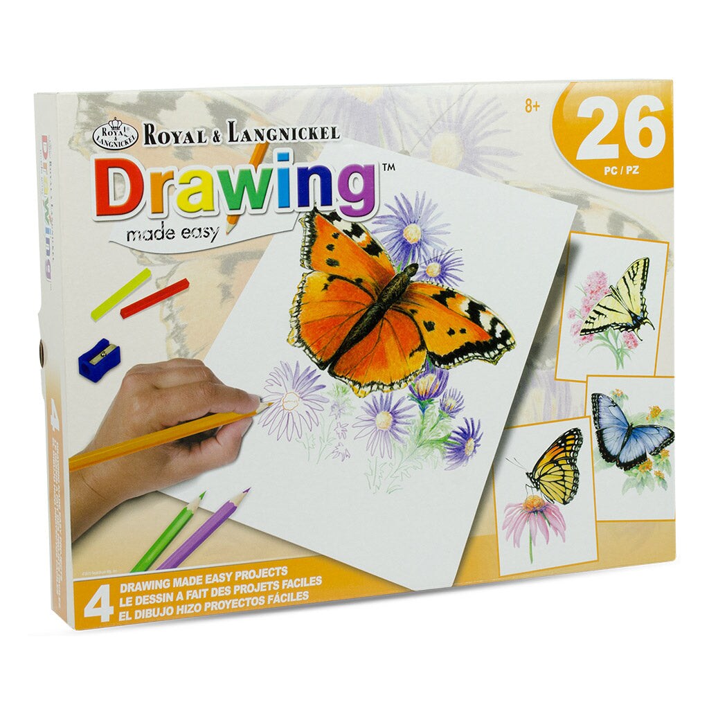 AVS-DME202 | Drawing Made Easy™ 26pc 8" x 10" Butterflies 4 Project Box Set
