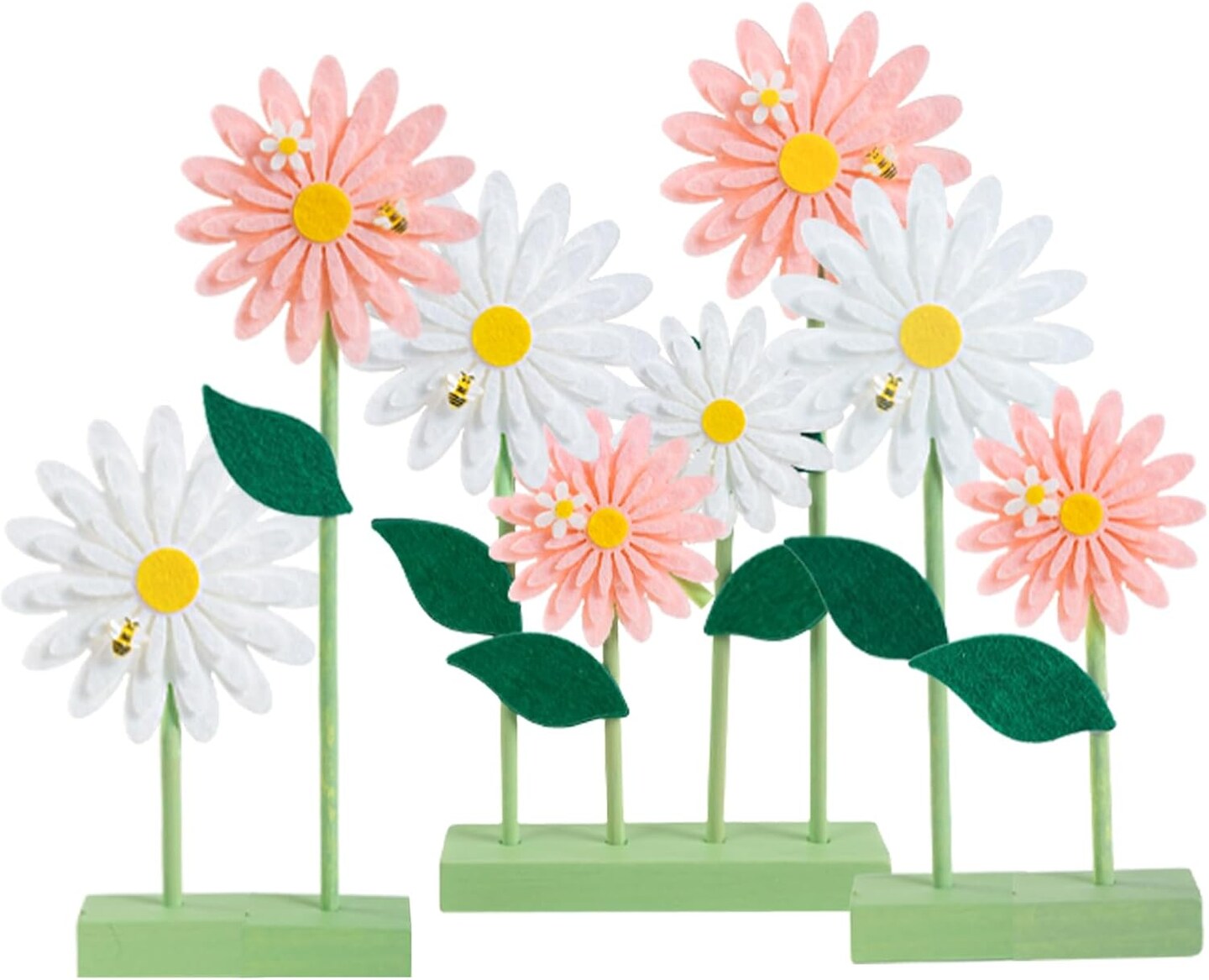 Summer Felt Pink White Daisy Decorations Boho Daisy Standing Tabletop Decorations Daisy Centerpieces Valentine&#x27;s Day Girl Girlfriend Gift