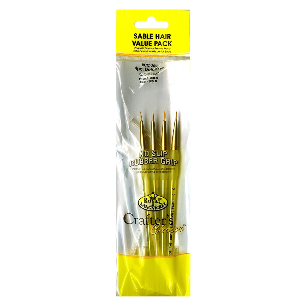 RCC 205 | Crafter&#x27;s Choice&#x2122; 4pc Sabline Hair Round/Liner Brush Set