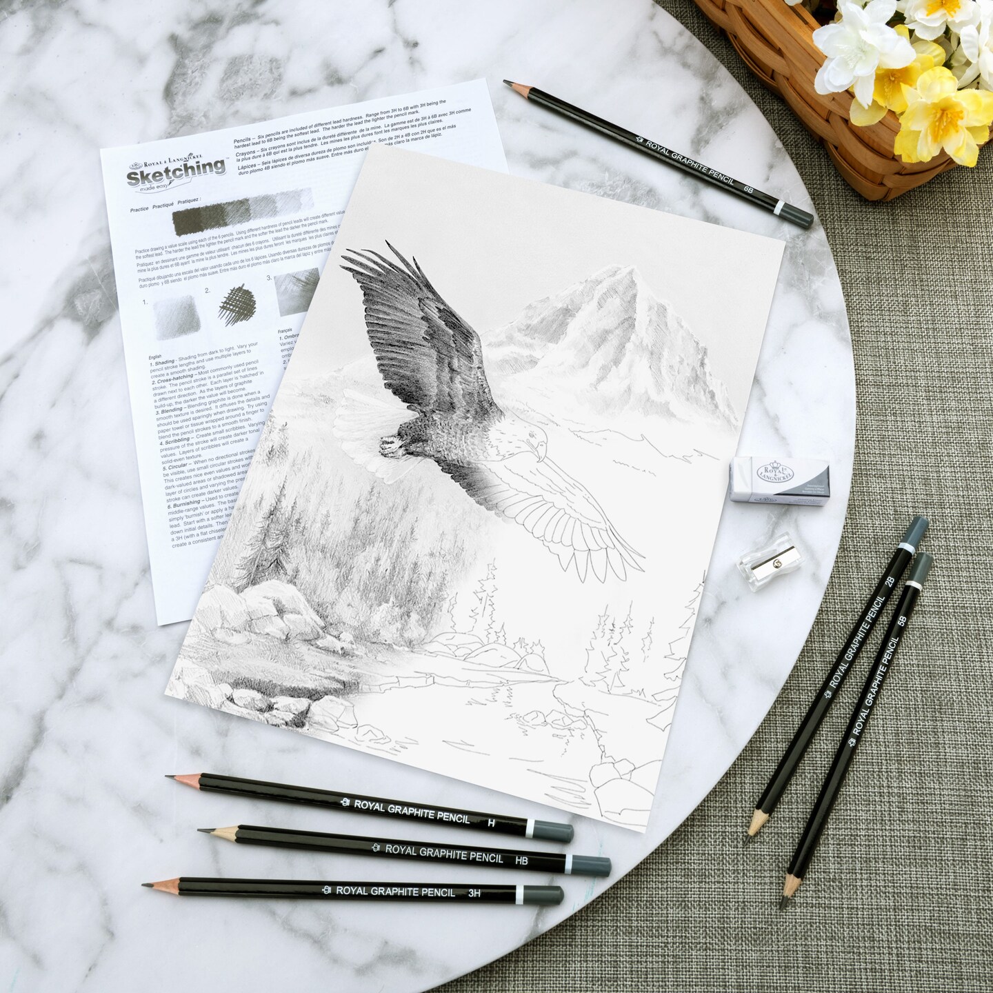 SKBN28 | Sketching Made Easy&#x2122; 10pc 8.75&#x22; x 11.75&#x22; Soaring Eagle Sketching Art Project