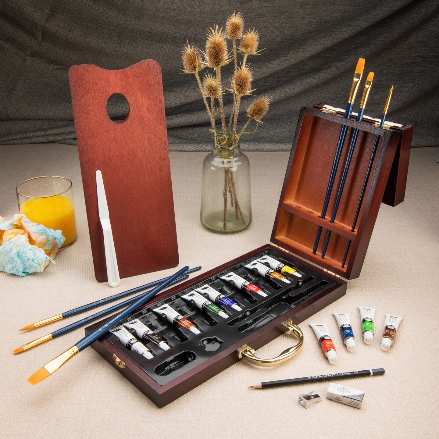 RSET-ACR2020 | Essentials™ 24pc Acrylic Painting Long Handle Travel Art Set