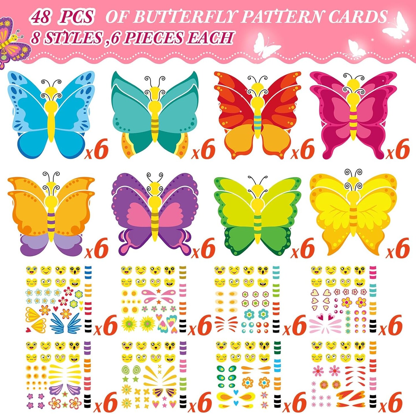 48 Pcs Spring Butterflies Craft Kits for Kids Spring DIY Art Craft Kits Make Your Own Butterfly Paper Craft Set DIY Butterflies Ornament Crafts for Kids Ages 3, 4, 5, 6, 8, 12