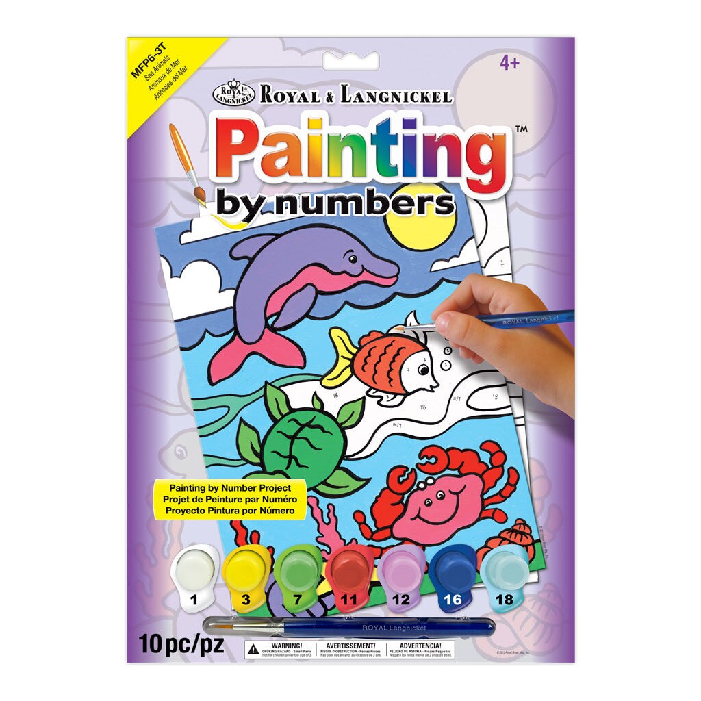 MFP6 | Painting by numbers™ Children's 10pc 8.75" x 11.75" Sea Animals Painting Project
