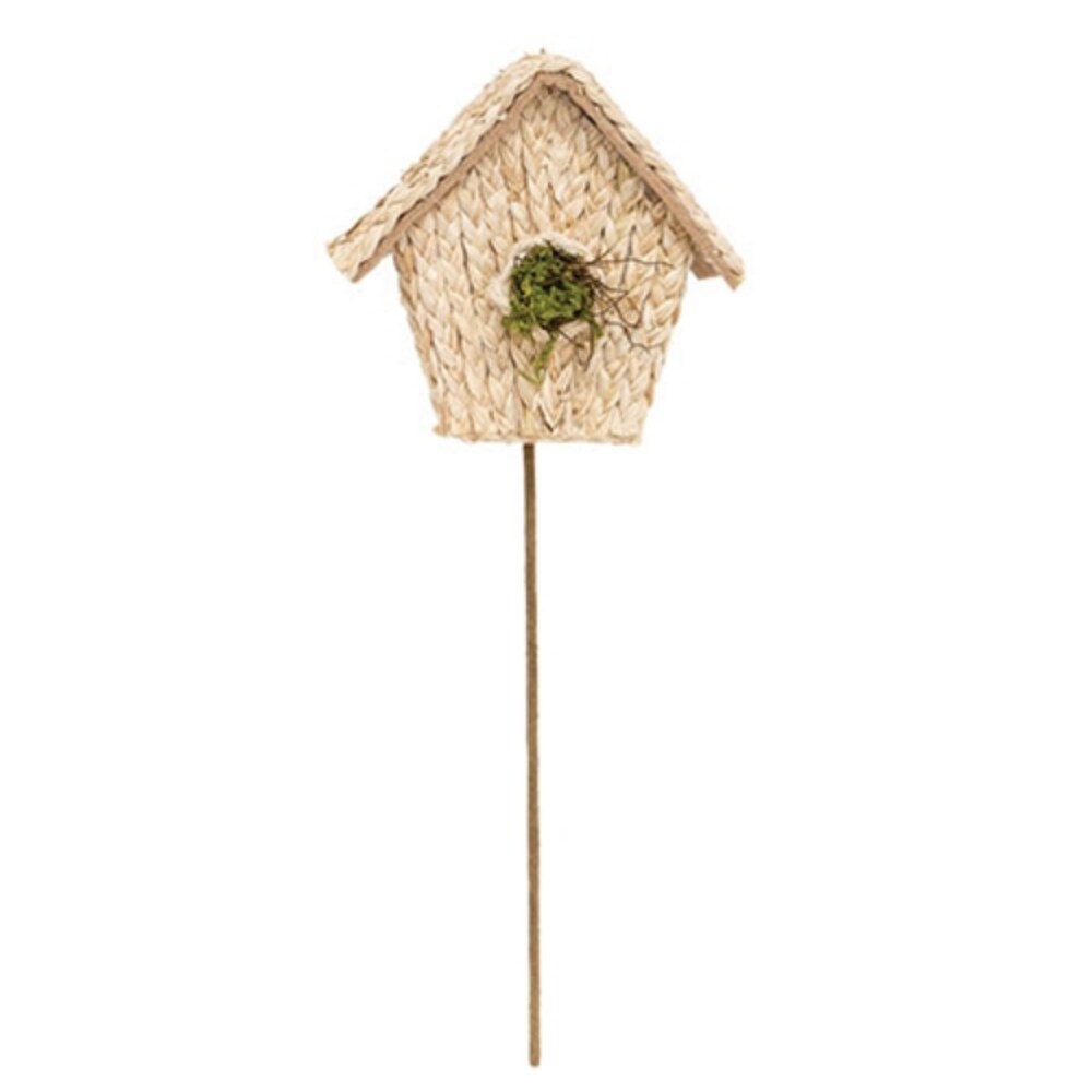 Natural Woven Seagrass Birdhouse Stem for Rustic Farmhouse Displays