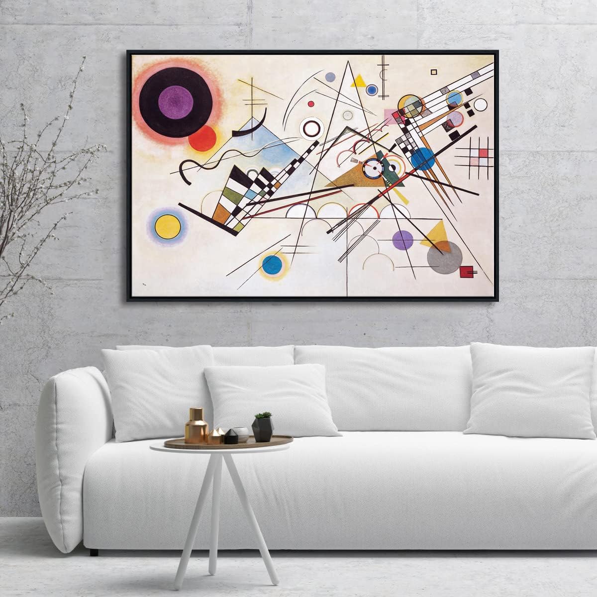 Large Framed Canvas Wall Art Wassily Kandinsky Composition VIII Picture Print of Famous Paintings Abstract Canvas Prints for Living Room Home Decor Wall Decorations