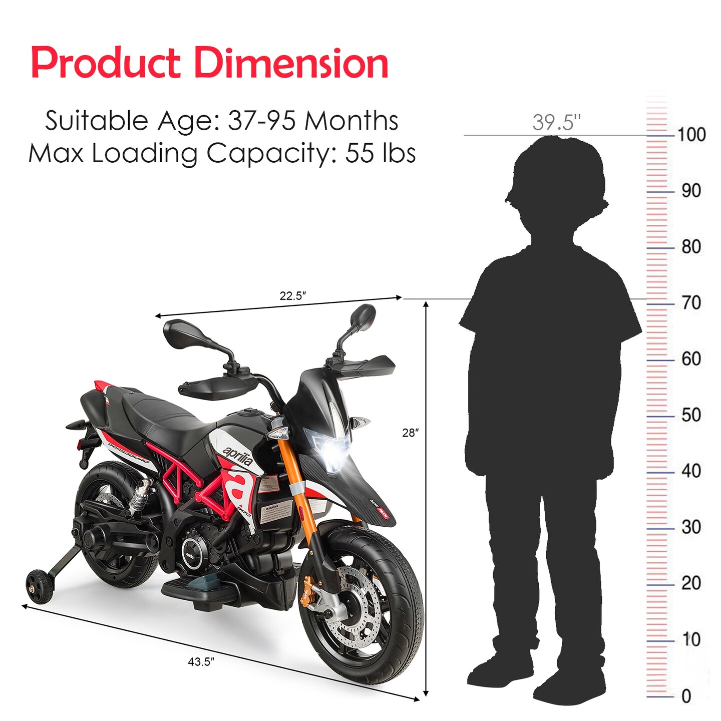 12V Kids Ride-On Motorcycle with Music Device and USB Port Perfect as Birthday or Christmas Gift