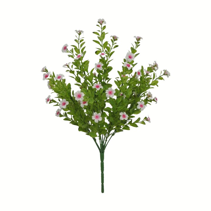 17" Pink Artificial Filler Bush – 9-Stem Silk Flower Pick for Spring Bouquets, Wreaths & DIY Décor-82396-PK