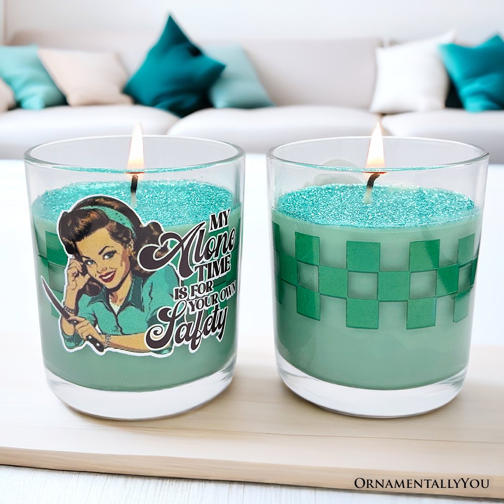 Sassy Retro Girl Dazzling Green Candle, Funny Gift