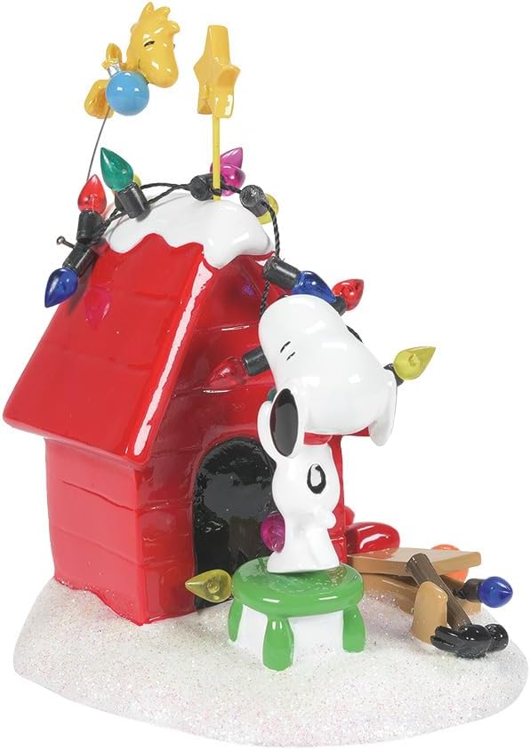 Dog House, Woodstock, Christmas Lights, 8&#x22;, Red