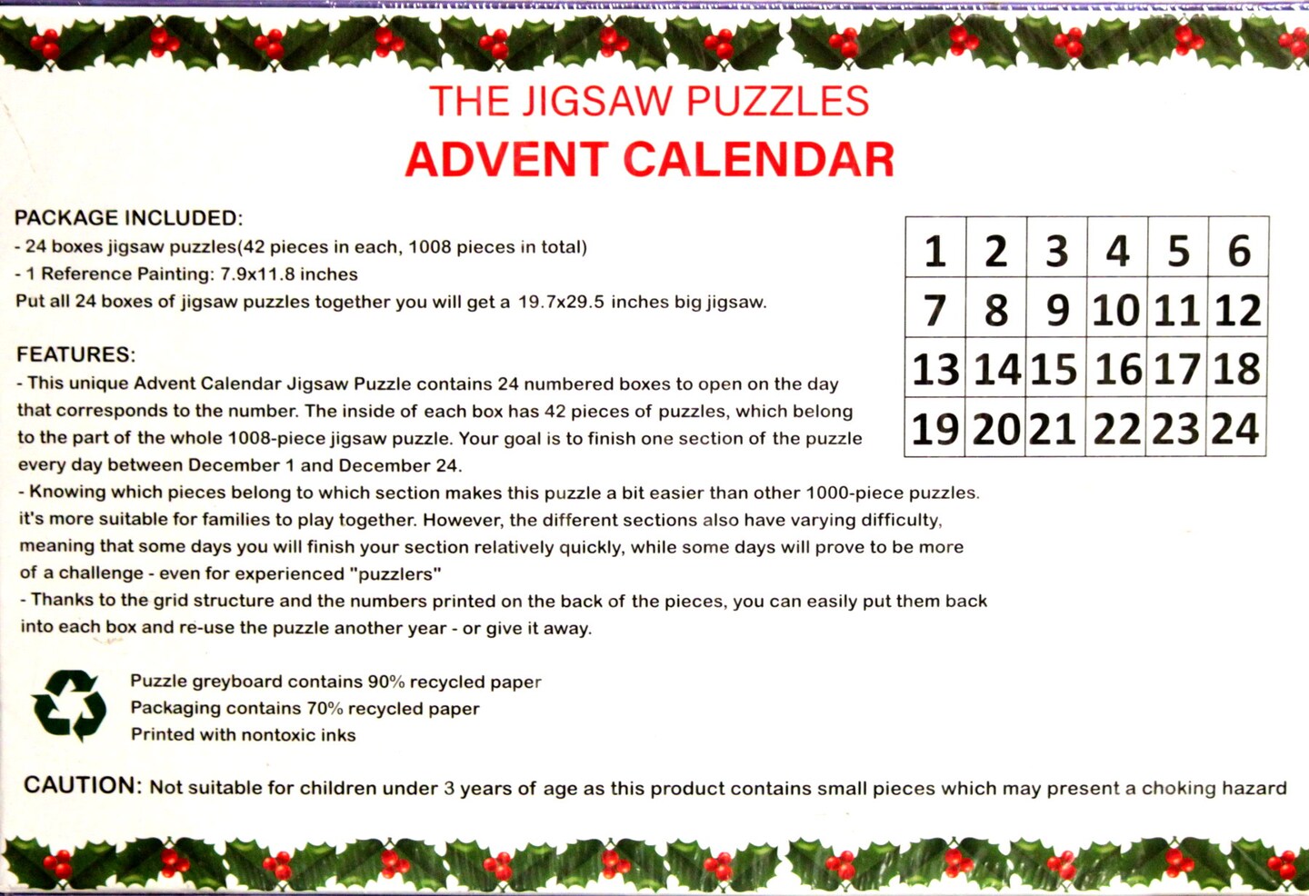 Advent Calendar 1008 Pieces Jigsaw Puzzle