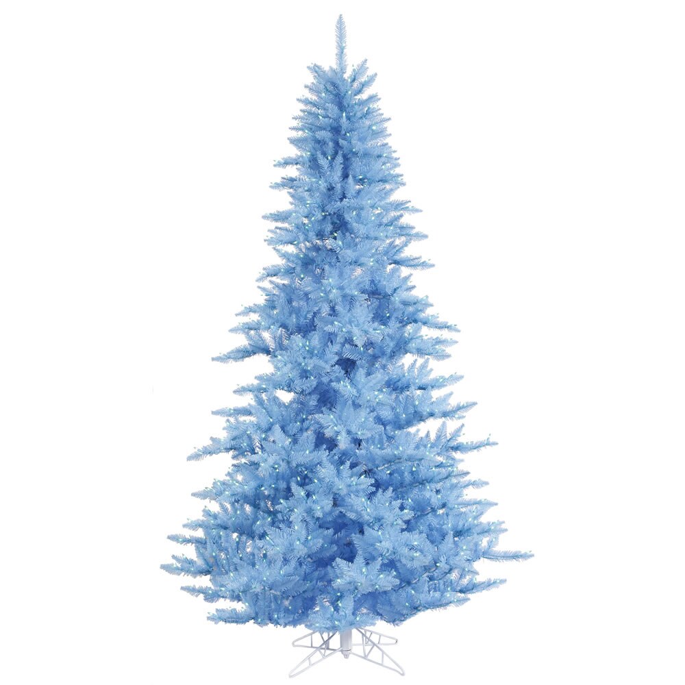 Vickerman 3&#x27; x 25&#x22; Sky Blue Fir Artificial Tree w/ Dura-Lit Italian LED Lights