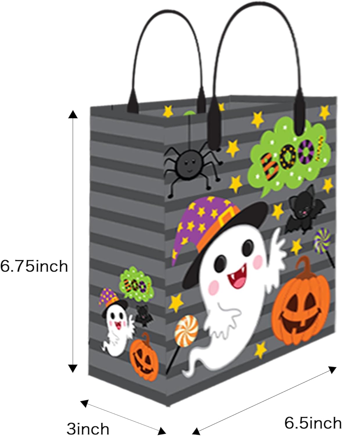 TINYMILLS Halloween Party Favor Bags Candy Treat Bags with Handles for Kids Trick or Treat Bags for Halloween Party, Truck or Treat Event Bags Classroom Halloween Goodie Bags, Pack of 12