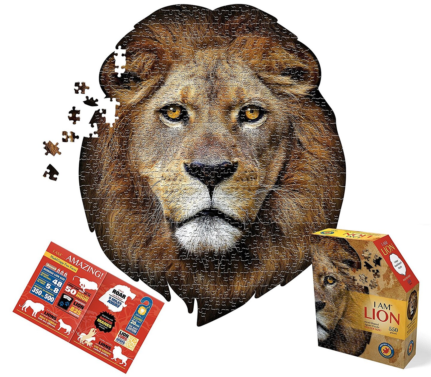 Madd Capp Puzzles - I AM Lion - 550 Pieces - Animal Shaped Jigsaw Puzzle