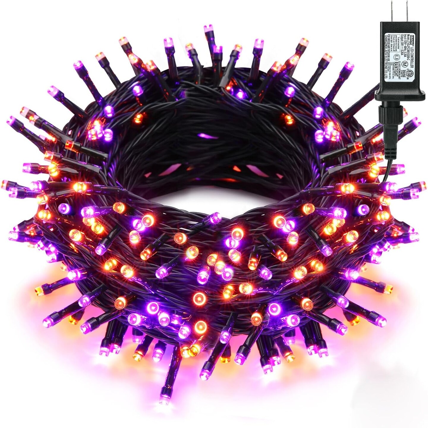 Purple &#x26; Orange Halloween Lights, 95.14Ft 240 LED Halloween String Lights Connectable with Timer, 8 Modes Outdoor Halloween Lights, Plugin Mini Lights Waterproof for outside Spooky Decoration