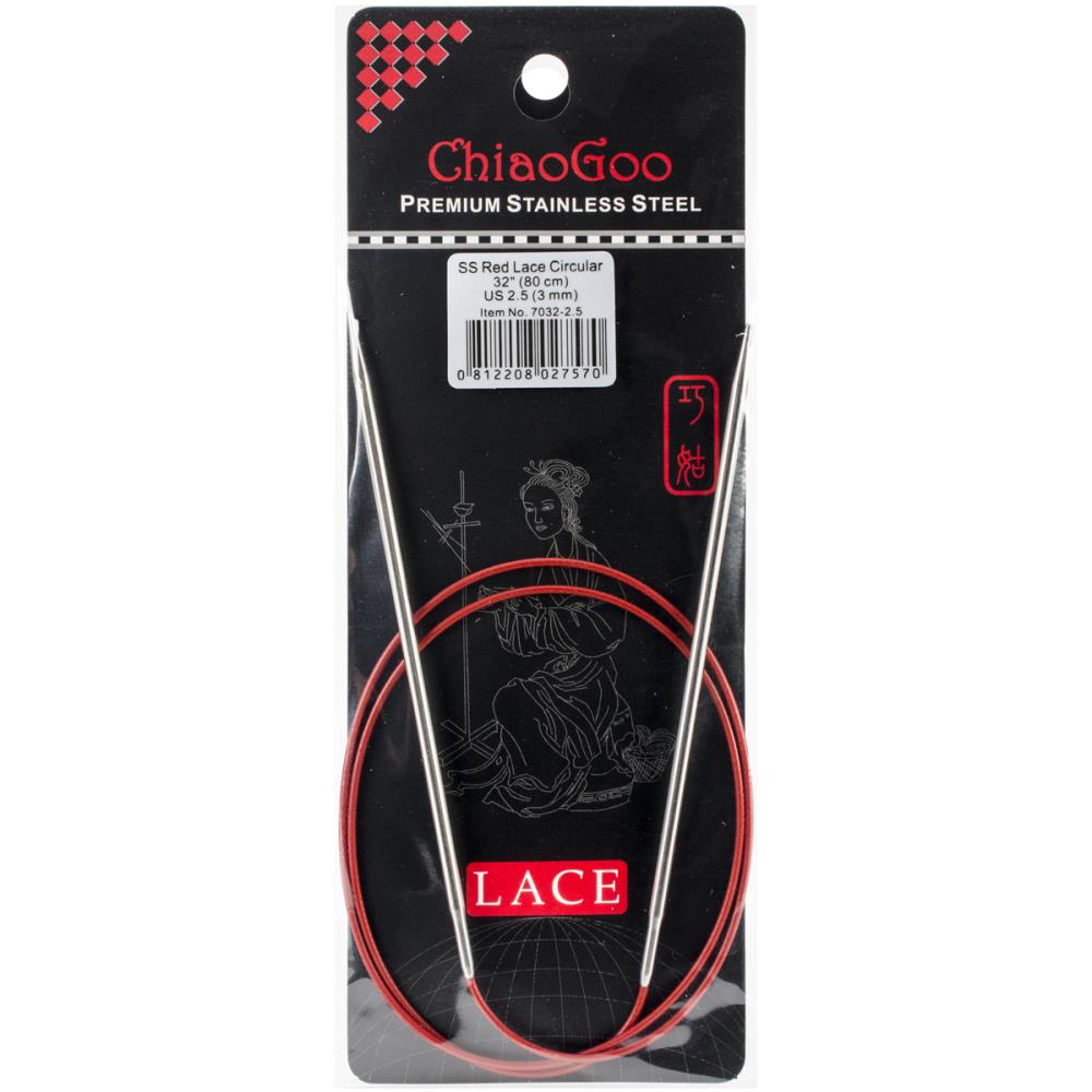 ChiaoGoo Red Lace 32" Stainless Circular Knitting Needles - Sizes US 0/2mm to 19 / 15mm