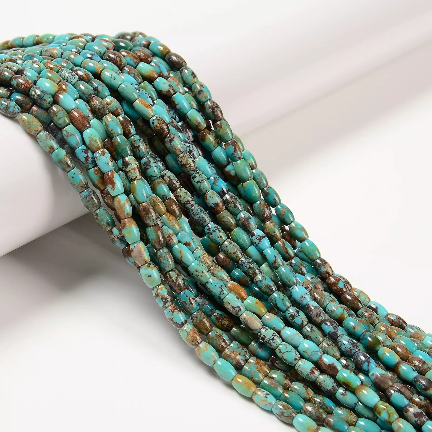 Natural Genuine Blue Turquoise Smooth Rice Shape Beads Size 4x6mm 15.5&#x27;&#x27; Strand