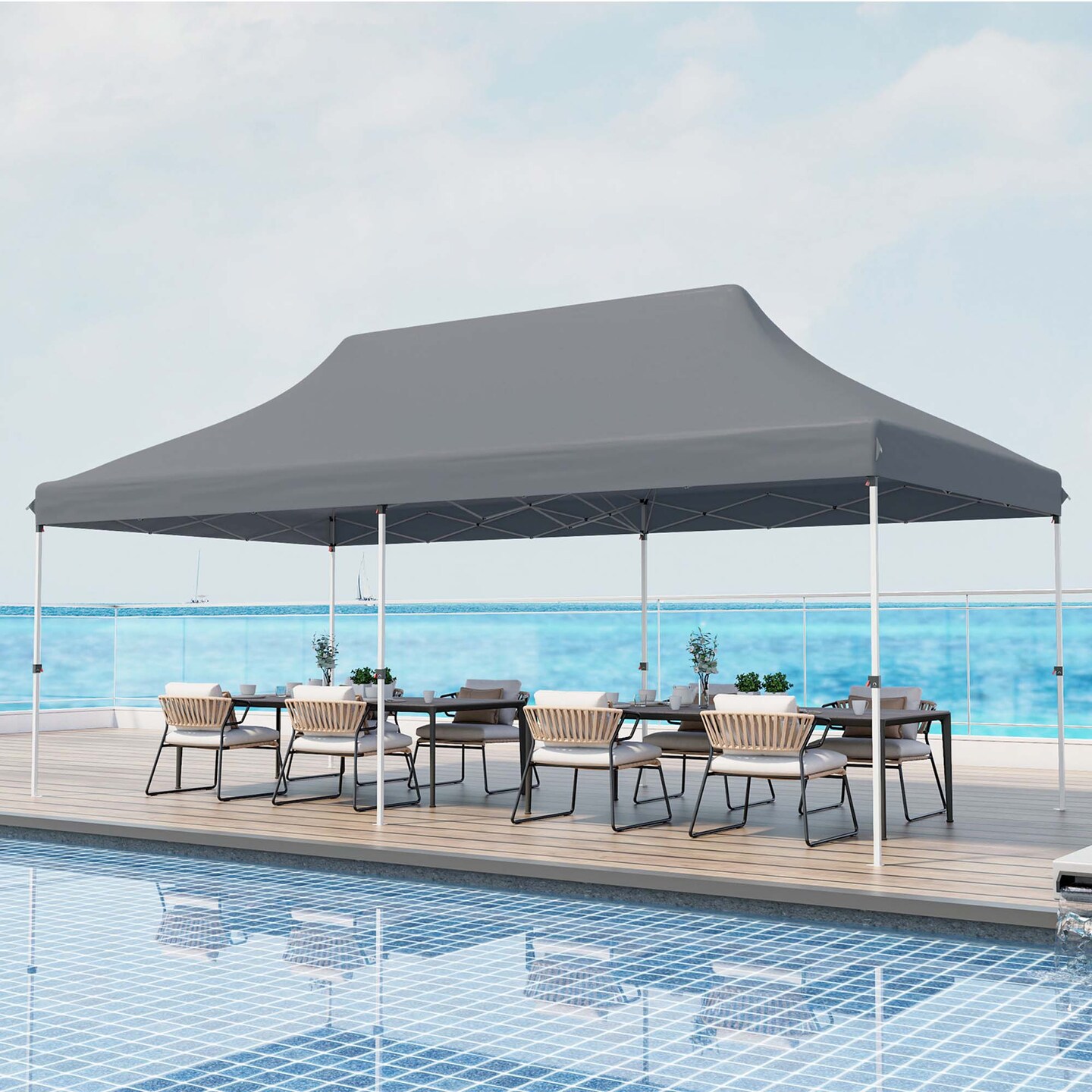 Costway 10 x 20 FT Pop-up Canopy UPF50+ Sun Protection Tent with Carrying Bag Blue/Black/Grey/White/Pink