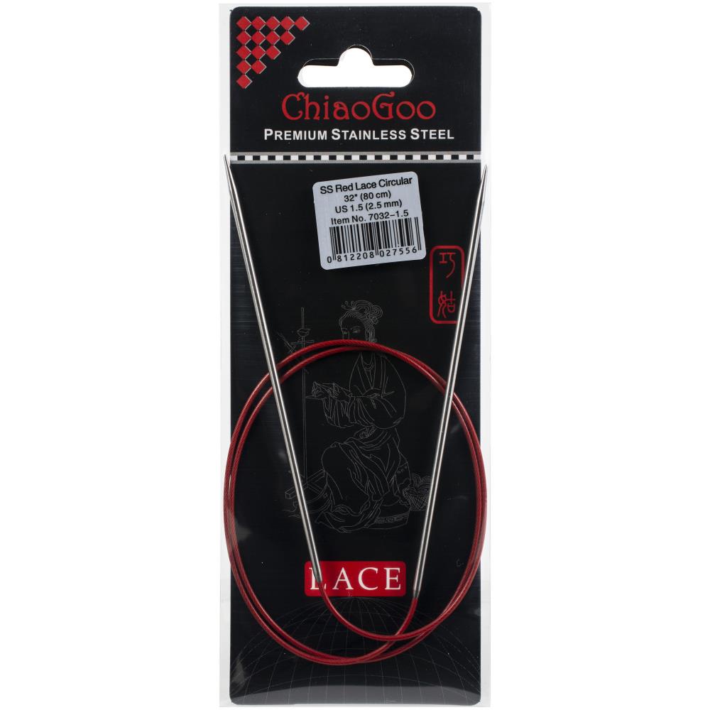 ChiaoGoo Red Lace 32" Stainless Circular Knitting Needles - Sizes US 0/2mm to 19 / 15mm