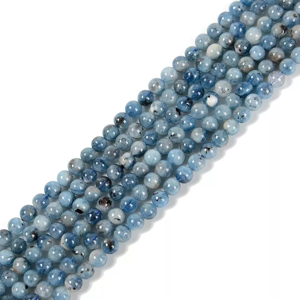 Natural Dark Blue Aquamarine Smooth Round Beads Size 4-5mm 15.5&#x27;&#x27; Strand