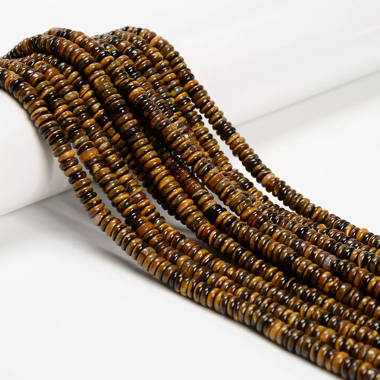 Natural Yellow Tiger Eye Smooth Rondelle Beads Size 2x6mm 15.5&#x22; Strand