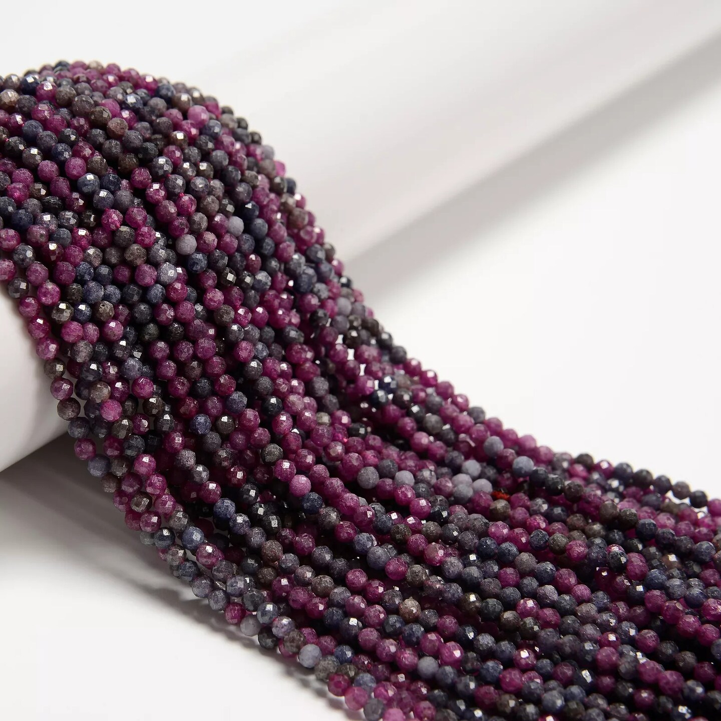 Natural Ruby Sapphire Mixed Faceted Round Beads Size 3mm 15.5&#x27;&#x27; Strand