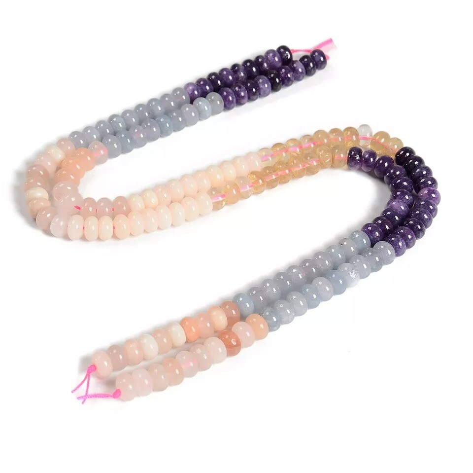 04-Multi-color Gemstone Smooth Rondelle Beads Size 5x8mm 15.5&#x27;&#x27; Strand