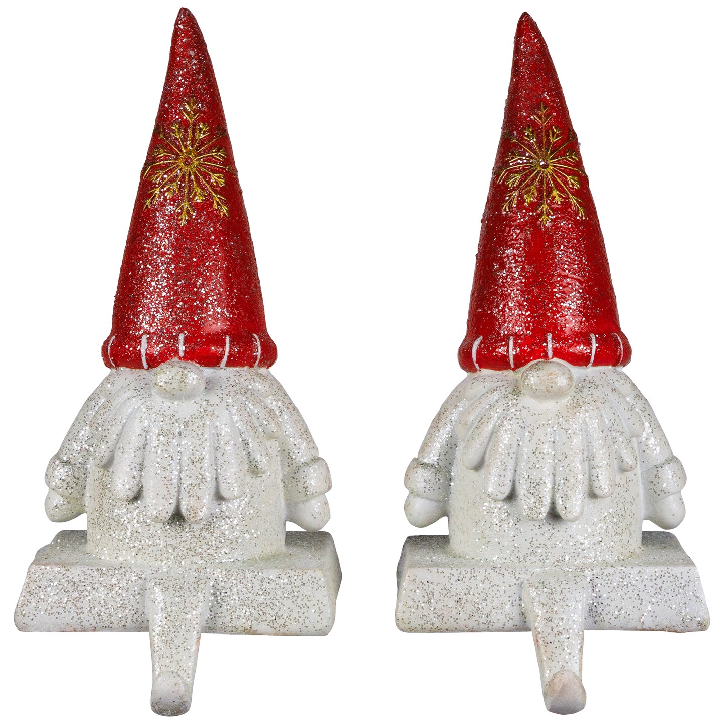 Northlight Glittered Gnome Christmas Stocking Holders - 8.25&#x22; - Set of 2