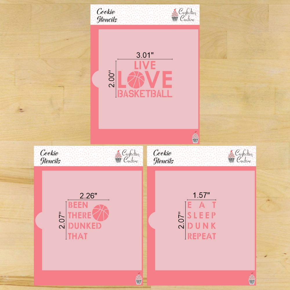 Basketball Messages Cookie Stencil Set | Sports Cookie Stencil | DIY Stencil | Craft Stencil | Confection Couture |