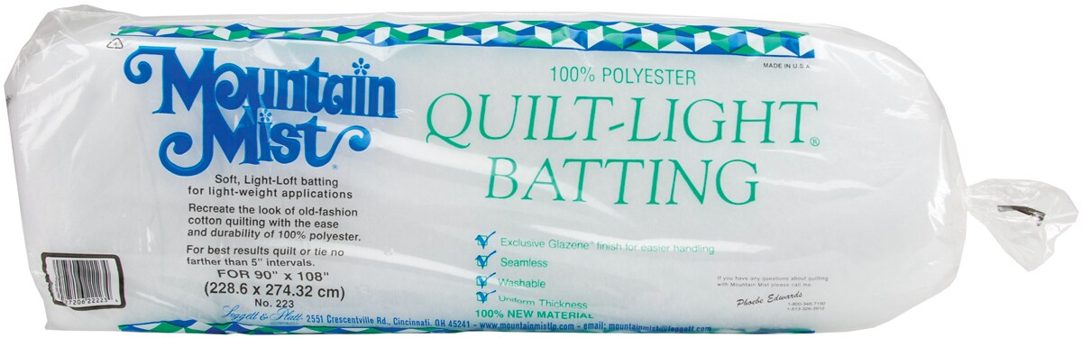 Mountain Mist Quilt-Light Polyester Batting-Queen Size 90"X108"