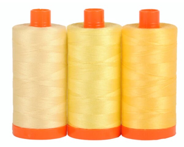 Aurifil Sicily Yellow Color Builder Thread Set by Aurifil | (3 50wt Cotton Large Spools.)