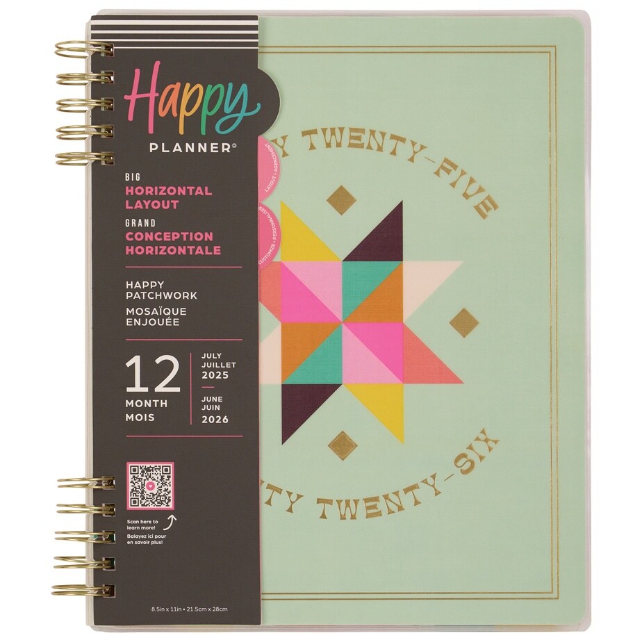 Happy Planner Big 12-Month Planner-Happy Patchwork; Jul '25 - Jun '26