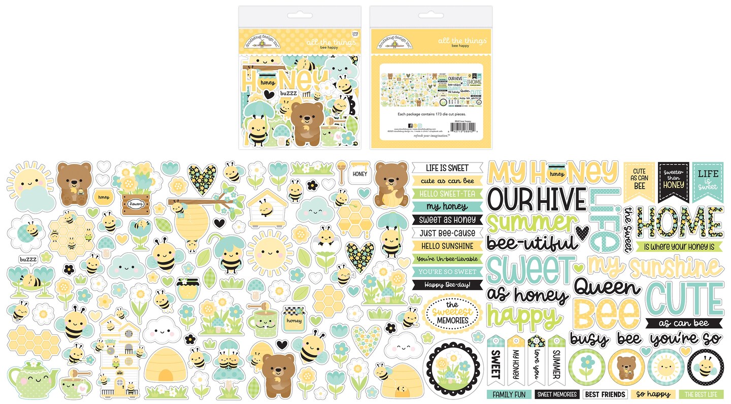Doodlebug Odds & Ends All The Things Die Cuts-Bee Happy