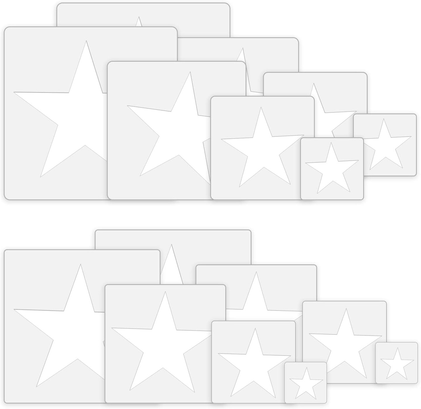 Star Stencils - 16pcs Plastic 5 Point Star Templates