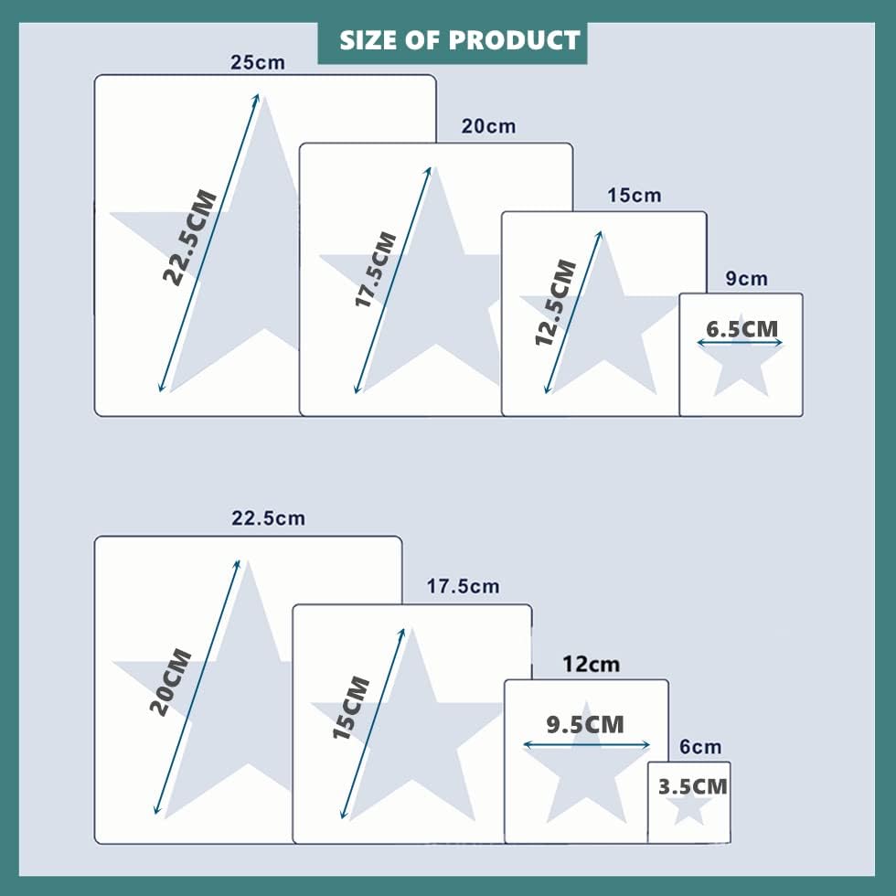 Large Star Stencil for Painting on Wood Reusable Plastic 5 Point
