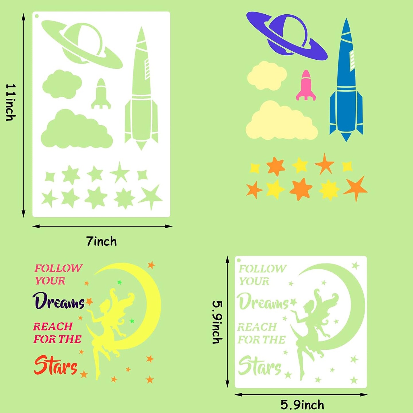 18 Pieces Moon and Star Stencil